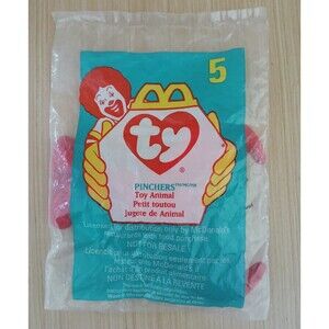 McDonald's Ty Teenie Beanie Baby Pinchers The Lobster #5 Plush Toy in Bag 1998